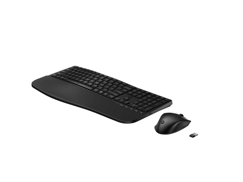 HP 685 - Tastatur-und-Maus-Set - Dual Mode, 3-Zonen-Layout, Multi-Device, 23 programmierbare Tasten, OS Auto-Detection, flacher Tastenhub - full size - kabellos - Bluetooth, 2.4 GHz - QWERTZ - Deutsch - Schwarz - Smart Buy